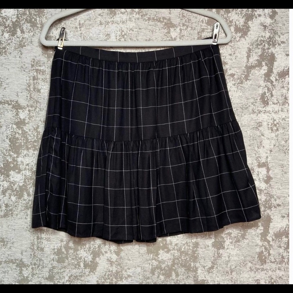 Madewell Black & White Windowpane Check Skirt